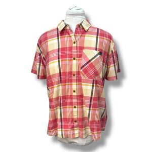 L.L. Bean Women’s Short Sleeve Button Down Shirt Hiking Outdoor Madras Plaid M